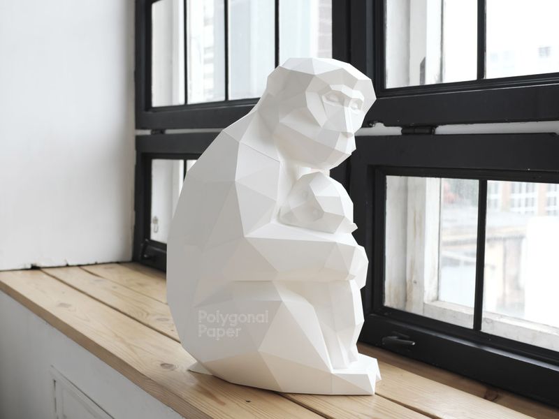 Hugging Japanese Macaques: Papercraft Scheme for Printing