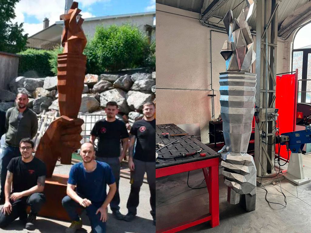 Sculpture of olympic flame, made in collaboration with Hilep2 for Olympic games 2024, France