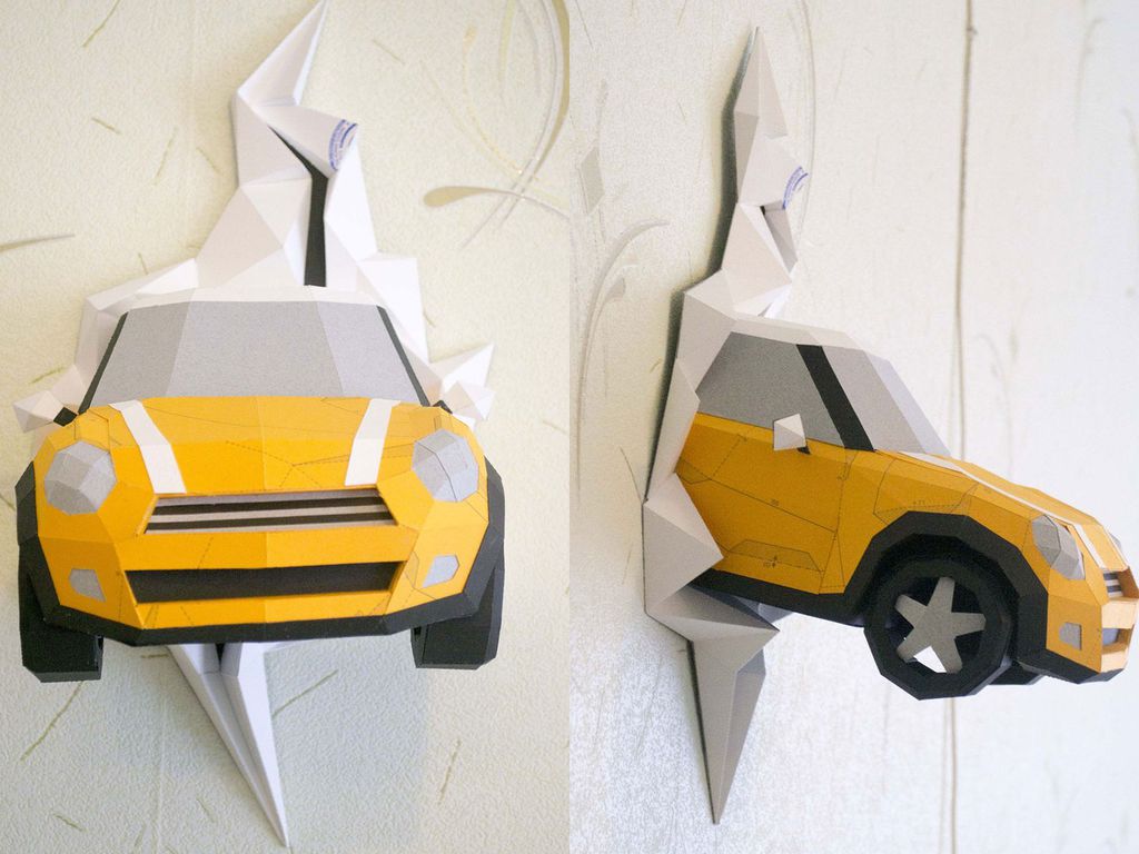 Drawings for assembly Mini Cooper, made by order of a customer from Saint-Petersburg. The photo shows a test assembly made from reused sheets of paper.