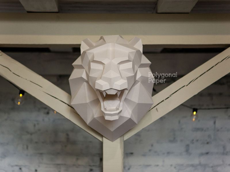 Roaring Lion Head: Papercraft Scheme for Printing