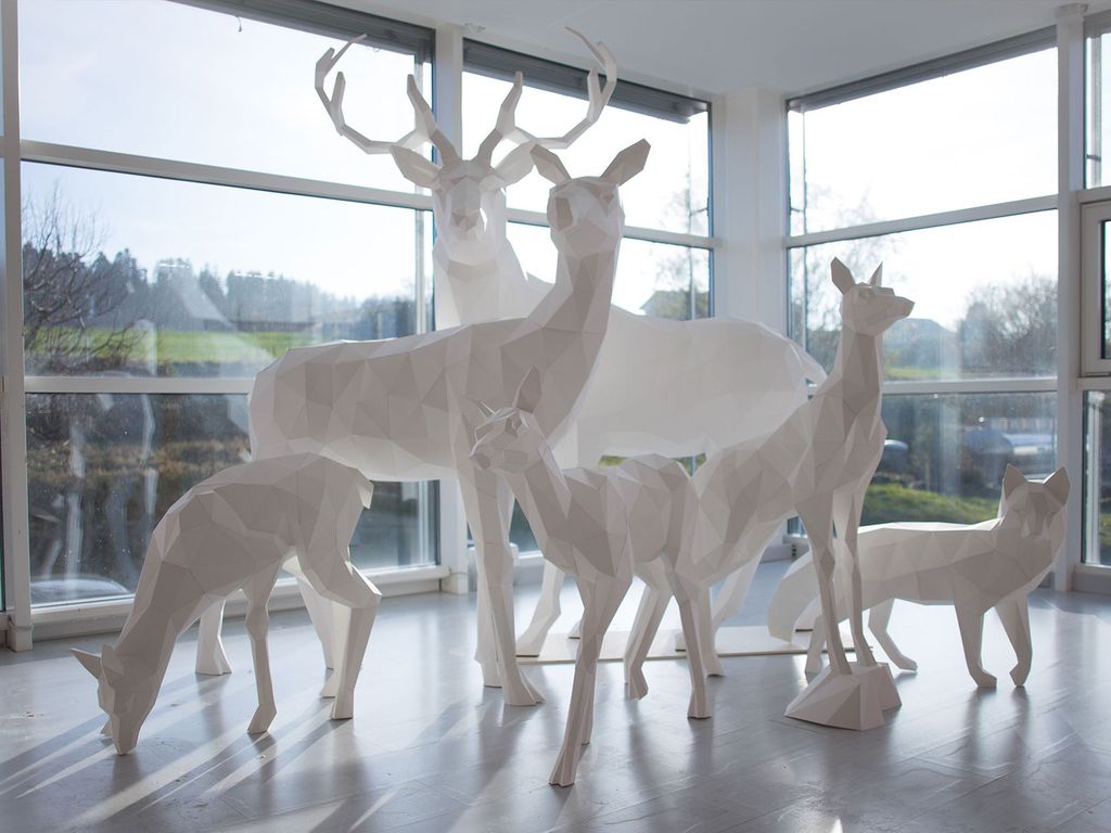 Paper sculptures for the shopping mall decor in Switzerland