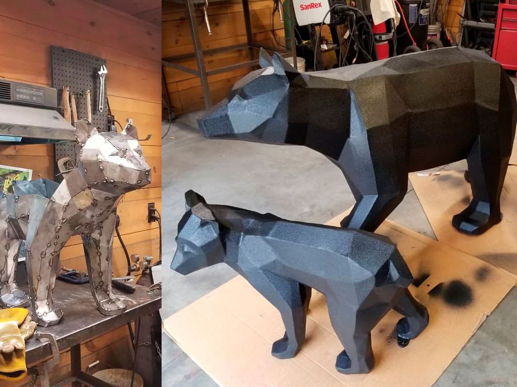 Drawings for creating black bear sculptures, made in collaboration with @natureofmetal, USA