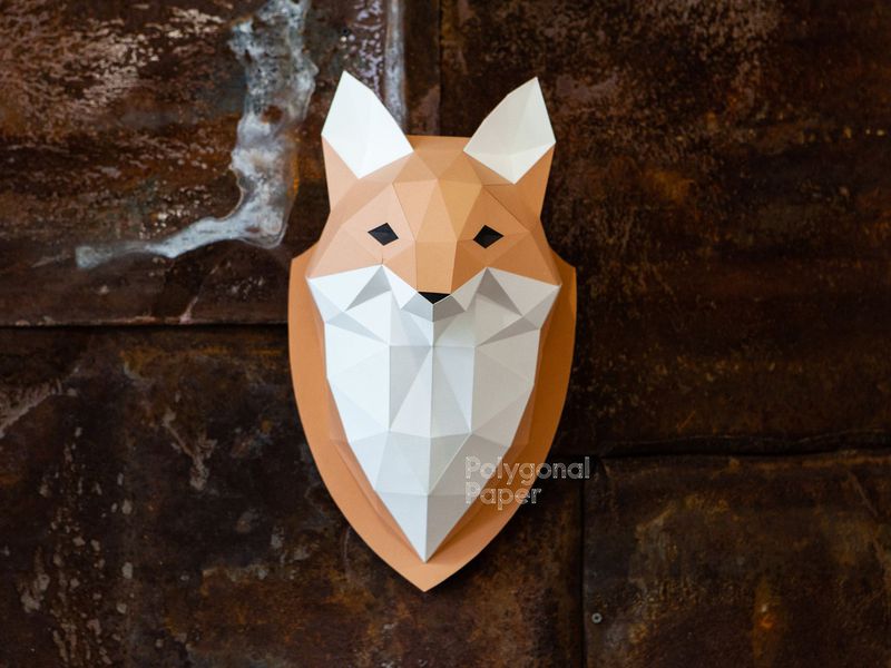 Fox Head: Papercraft Scheme for Printing