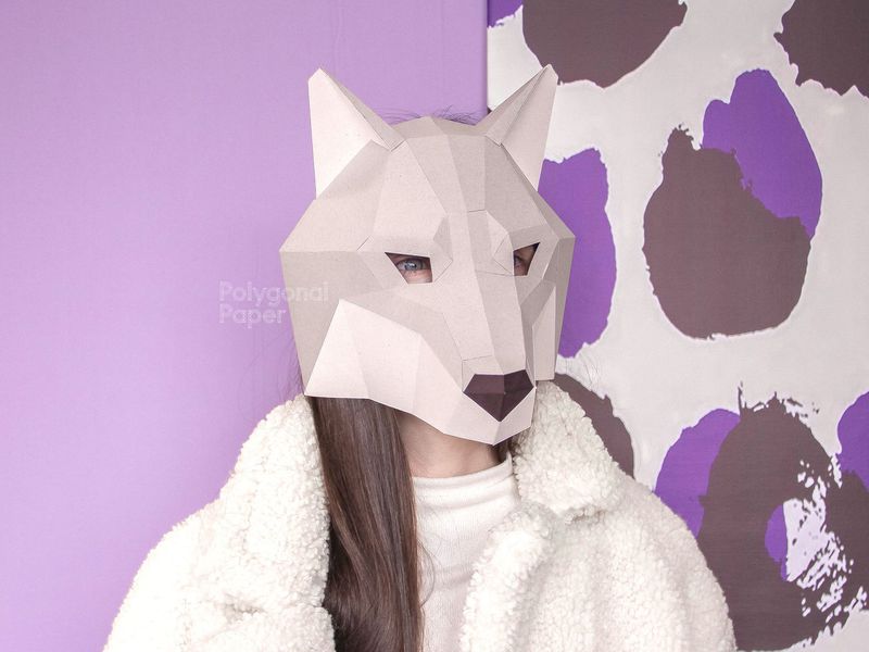 Wolf Mask (Taupe,Beige Color) Gluing Kit