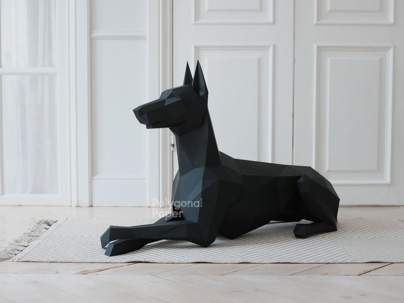 Doberman Lying: Papercraft Scheme for Printing