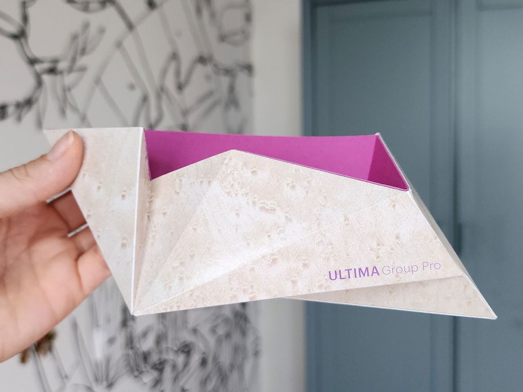 Assembly kit for a business card holder styled after ULTIMA Group Pro furniture, for the "Russian House" exhibition in Moscow, Russia.