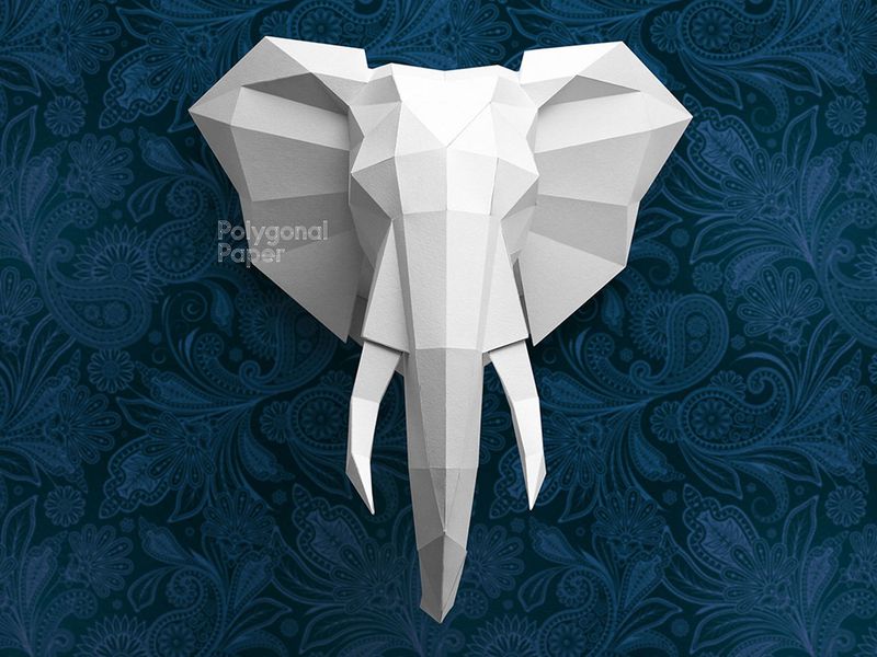 Elephant Head: Papercraft Scheme for Printing